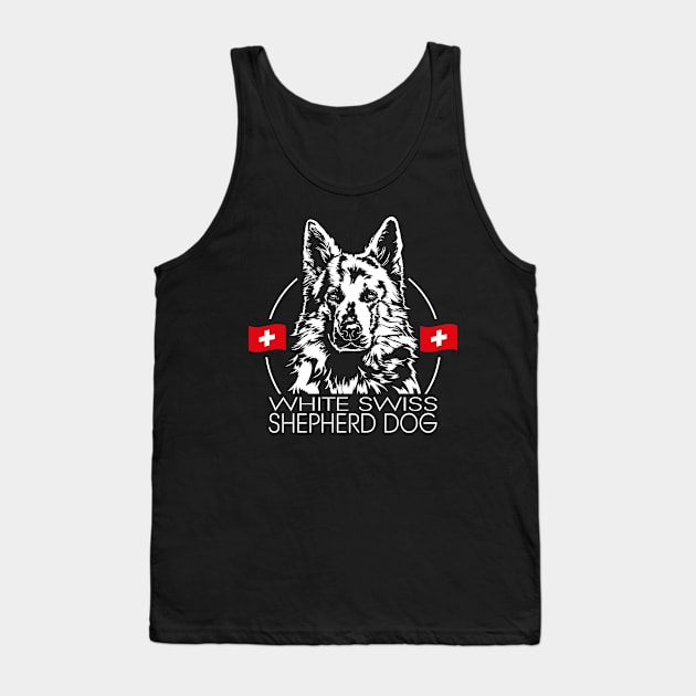 White Swiss Shepherd Dog Portrait Tank Top by wilsigns